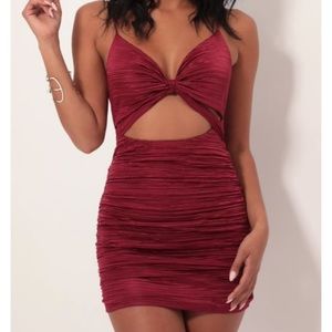 Lucy in the Sky magenta cutout ruffle dress